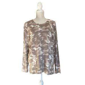 Style & Co Camo-Print Pullover Crewneck Sweater Khaki Tan & Cream Color Camo XL